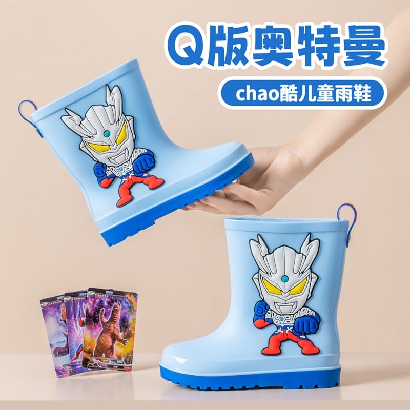 Genuine Ultraman Tiga Children'S Cartoon Rain Boots Boys' Non-Slip Mid-Tube Water Shoes Zero Primary School Students' Rain Boots - Image 2
